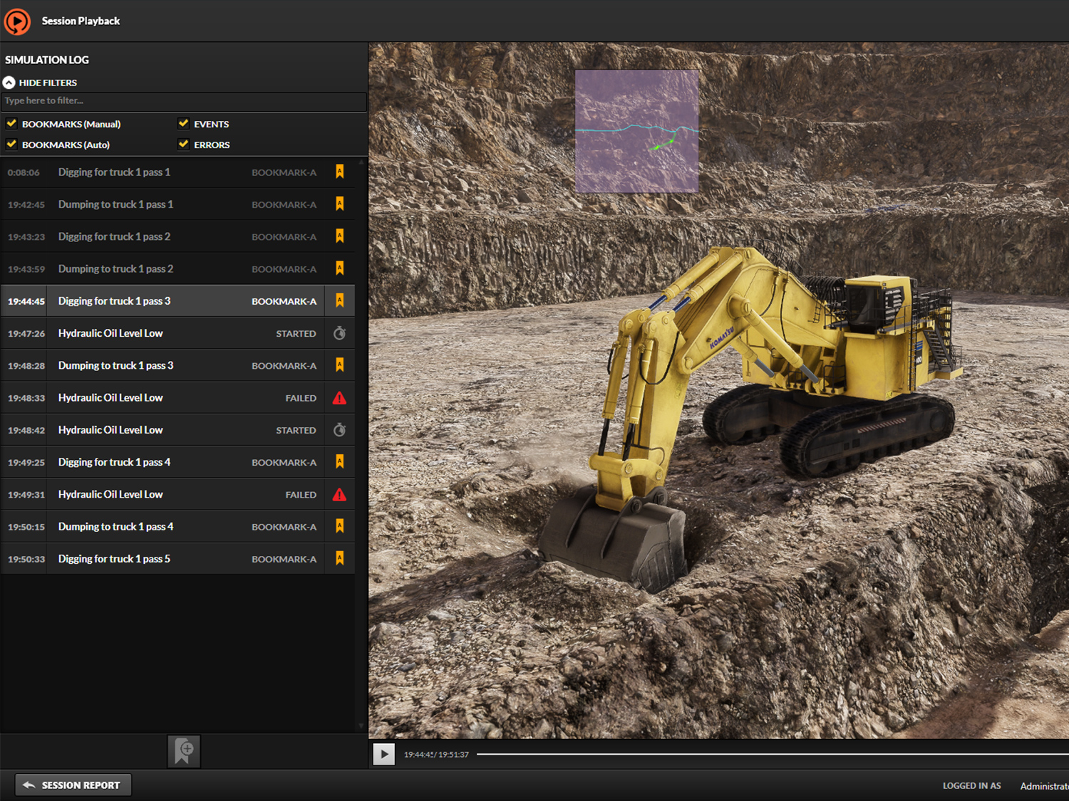 Интерфейс воспроизведения 3D-сессии